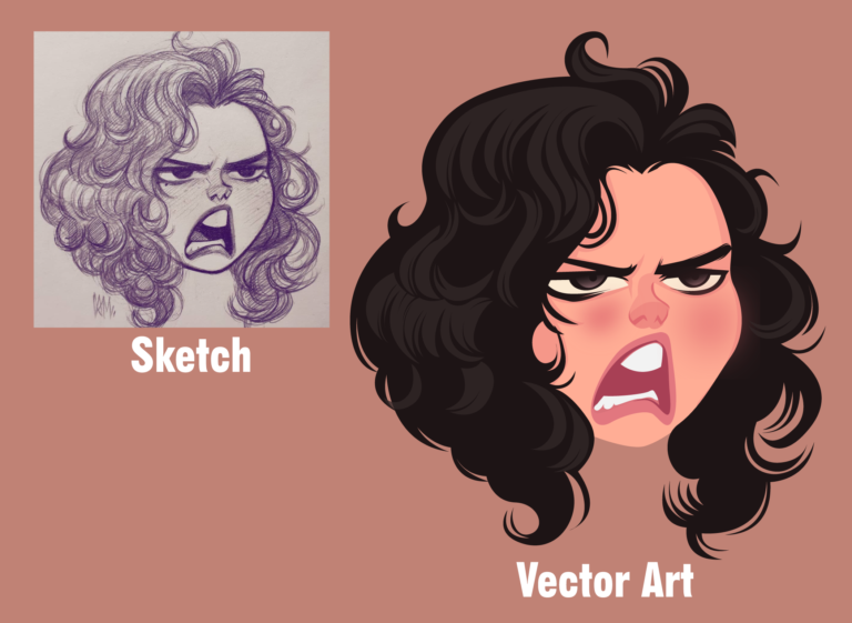 Sketch-to-digital-vector-art-illustration-angry-girl-reaction--face-with-sample-sketch-text-people-per-hour